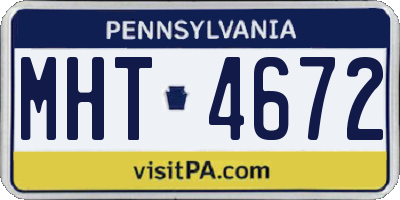 PA license plate MHT4672