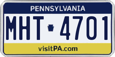 PA license plate MHT4701