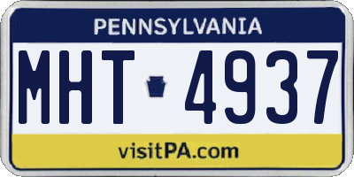 PA license plate MHT4937