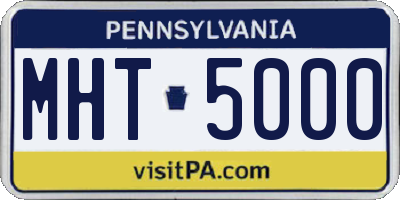 PA license plate MHT5000