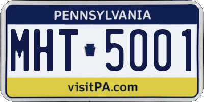 PA license plate MHT5001