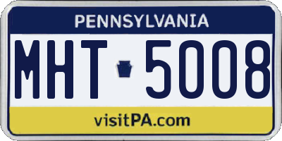 PA license plate MHT5008