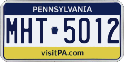 PA license plate MHT5012