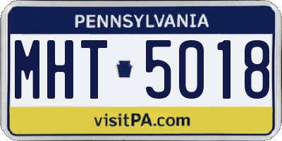 PA license plate MHT5018