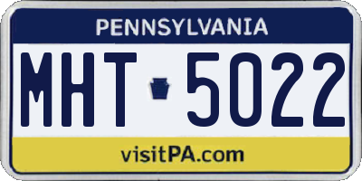 PA license plate MHT5022
