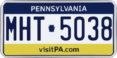 PA license plate MHT5038