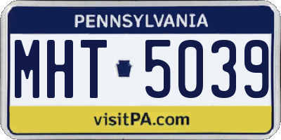 PA license plate MHT5039