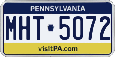 PA license plate MHT5072