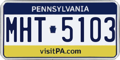 PA license plate MHT5103