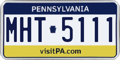PA license plate MHT5111