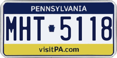 PA license plate MHT5118