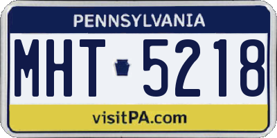 PA license plate MHT5218