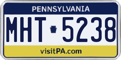 PA license plate MHT5238