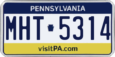 PA license plate MHT5314