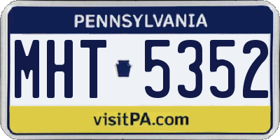PA license plate MHT5352