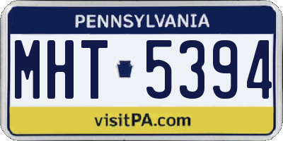 PA license plate MHT5394