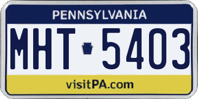 PA license plate MHT5403