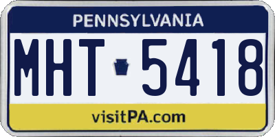 PA license plate MHT5418