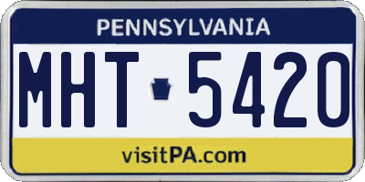 PA license plate MHT5420