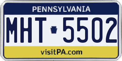 PA license plate MHT5502