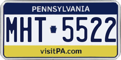 PA license plate MHT5522