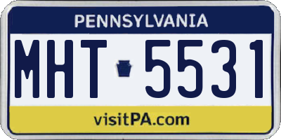 PA license plate MHT5531
