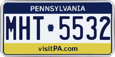 PA license plate MHT5532