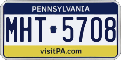 PA license plate MHT5708