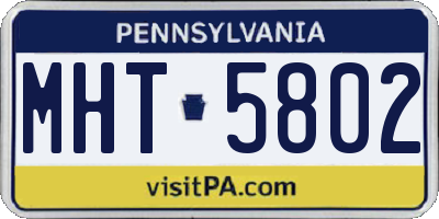 PA license plate MHT5802