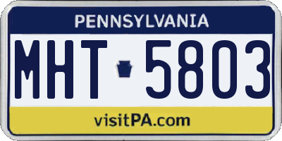 PA license plate MHT5803