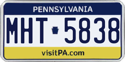 PA license plate MHT5838