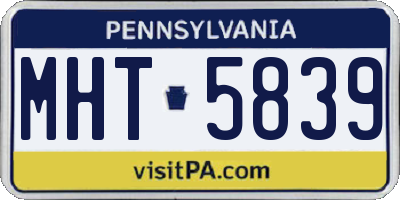 PA license plate MHT5839