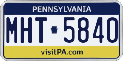 PA license plate MHT5840