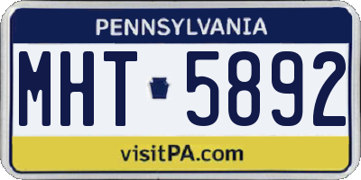 PA license plate MHT5892