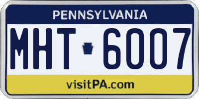 PA license plate MHT6007