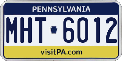 PA license plate MHT6012
