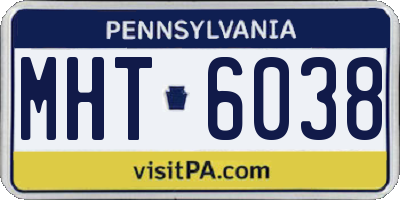 PA license plate MHT6038