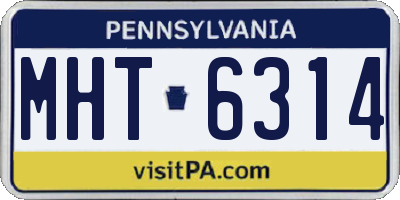 PA license plate MHT6314