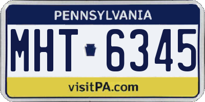 PA license plate MHT6345