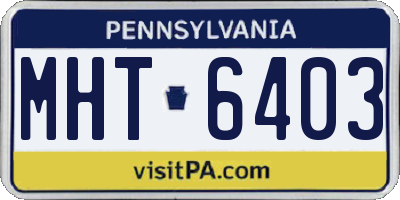 PA license plate MHT6403
