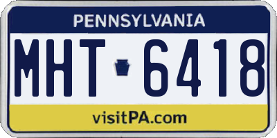 PA license plate MHT6418