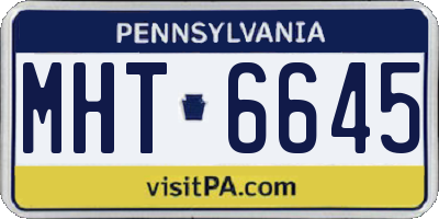 PA license plate MHT6645
