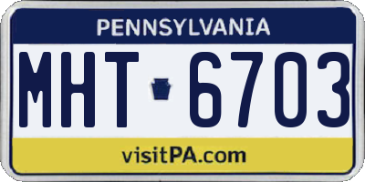 PA license plate MHT6703