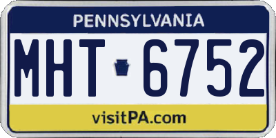 PA license plate MHT6752