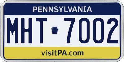PA license plate MHT7002