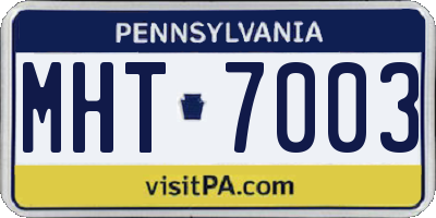 PA license plate MHT7003