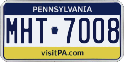 PA license plate MHT7008