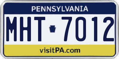 PA license plate MHT7012