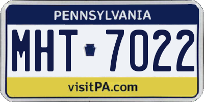 PA license plate MHT7022