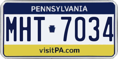 PA license plate MHT7034